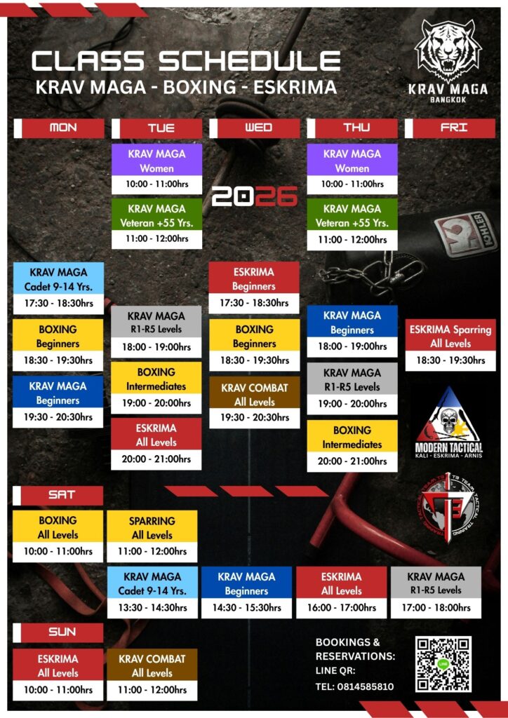 Krav Maga Bangkok Class Schedule 2026 last Update