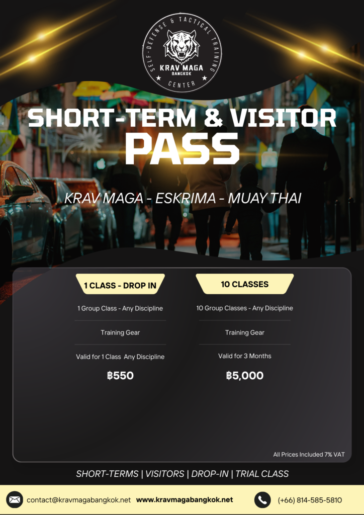 New Price list of Krav Maga Bangkok for short-terms students